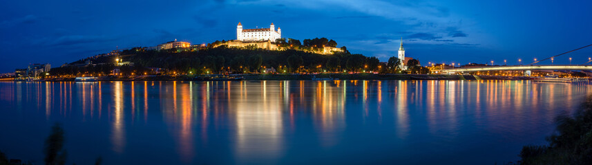 Cityscape of Bratislava at dusk, Slovakia