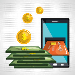 money online from smart phone isolated icon design, vector illustration  graphic 