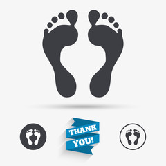 Sticker - Human footprint sign icon. Barefoot symbol.