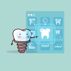 Wall Mural - cartoon implant tooth touch icon