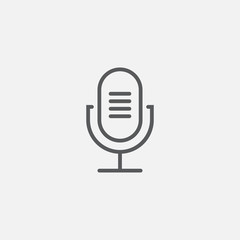 old microphone line icon, outline vector logo illustration, linear pictogram isolated on gray