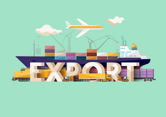 Export concept. Typographic poster.