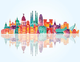 Spain detailed skyline. vector illustration