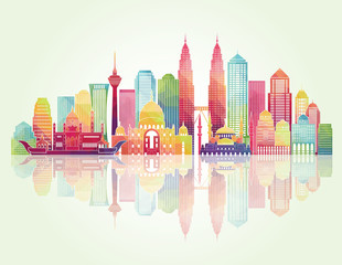 kuala lumpur detailed silhouette. vector illustration