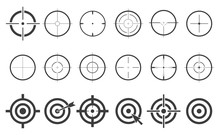Target Set Icons Sight Sniper Symbol Isolated On A White Background, Crosshair And Aim Vector Illustration Stylish For Web Design EPS10