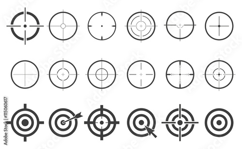 Cuadros en Lienzo Target set icons sight sniper symbol isolated on a white background, crosshair a