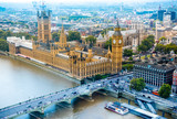 Fototapeta Londyn - Aerial view of London skyline, UK.