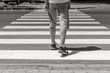 © Vastram - Crosswalk. Pedestrian on road. B&W photo