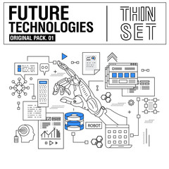 Wall Mural - new modern thin line icons set technology of future