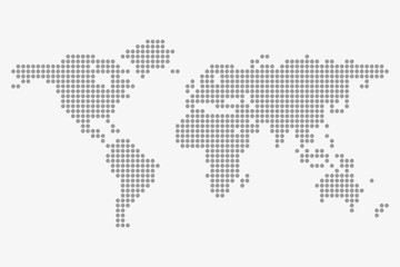 Poster - Dotted world map in gray on a white background