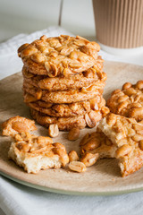 Salted peanut cookies made with sugar flour and crunchy peanuts