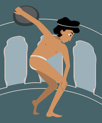 Wall Mural - ancient  athlete with discus