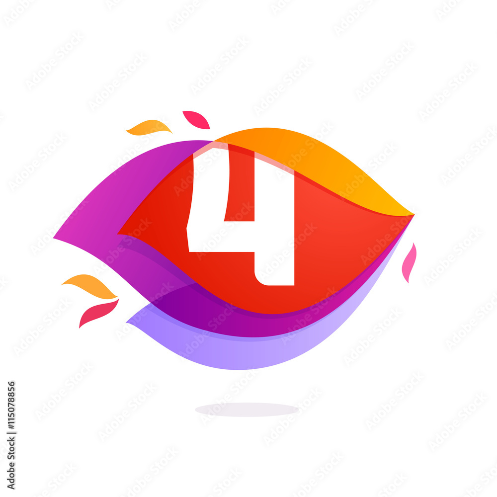 Exploding Number 4 Logo Number four logo in flame intersection icon. Stock Vector | Adobe Stock