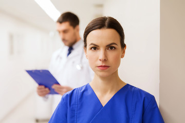 Wall Mural - doctor or nurse at hospital corridor