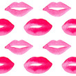 Hand drawn watercolor pink lips. Vector seamless pattern for nail studio and beauty salon, for cards, wallpapers, backgrounds for a valentines day.