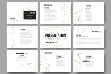 Wall Mural - set of 9 templates for presentation slides. abstract polygonal low poly backdrop with connecting dot