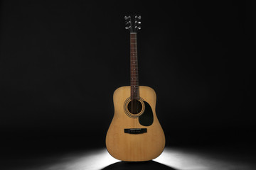 Sticker - New acoustic guitar on dark background