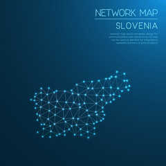 Slovenia network map. Abstract polygonal map design. Internet connections vector illustration.