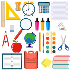 Wall Mural - School and education workplace items.