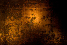 Old Scary Rusty Rough Golden And Copper Metal Surface Texture/background For Halloween Or Haunted House Games Background/texture Of Wall