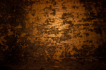 Wall Mural - old scary rusty rough golden and copper metal surface texture/background for Halloween or haunted house games background/texture of wall