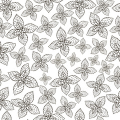 Doodle flowers. Seamless pattern. Floral background. Coloring bo