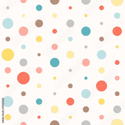 Fototapeta na wymiar Wzór pattern z kolorowymi kropkami polka dot