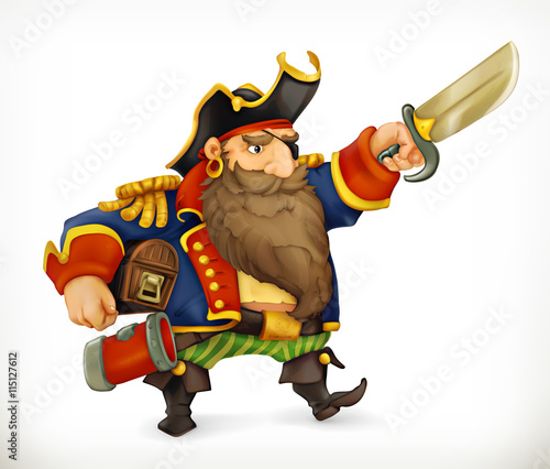 Pirate, funny character, vector icon mesh