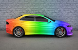 Car in rainbow colors