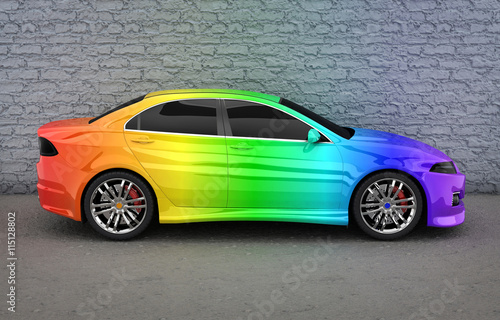 Fototapeta na wymiar Car in rainbow colors