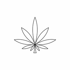 Wall Mural - Cannabis leaf icon in outline style isolated vector illustration. Plants symbol