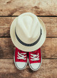 sneakers and hat