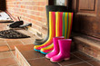 © Christopher Hall - Colourful wellington boots left on a doorstep