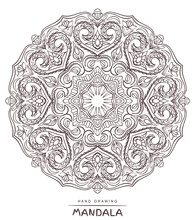 Vector Mandala For Coloring With Ethnic Decorative Elements.