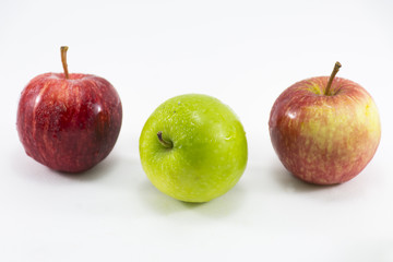 Wall Mural - Green apple and red apple isolated on white background.Fruit for health and diet and hi-vitamin c