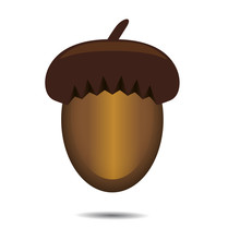 Nut Icon, Isolated Clipart Symbol Seed Brown