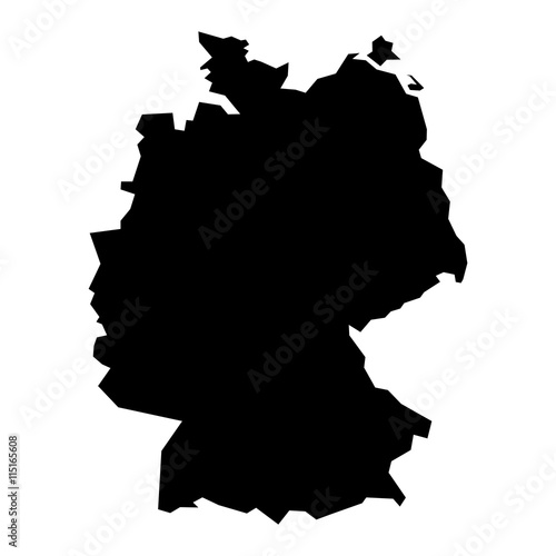 Fotomural Black simplified flat silhouette map of Germany