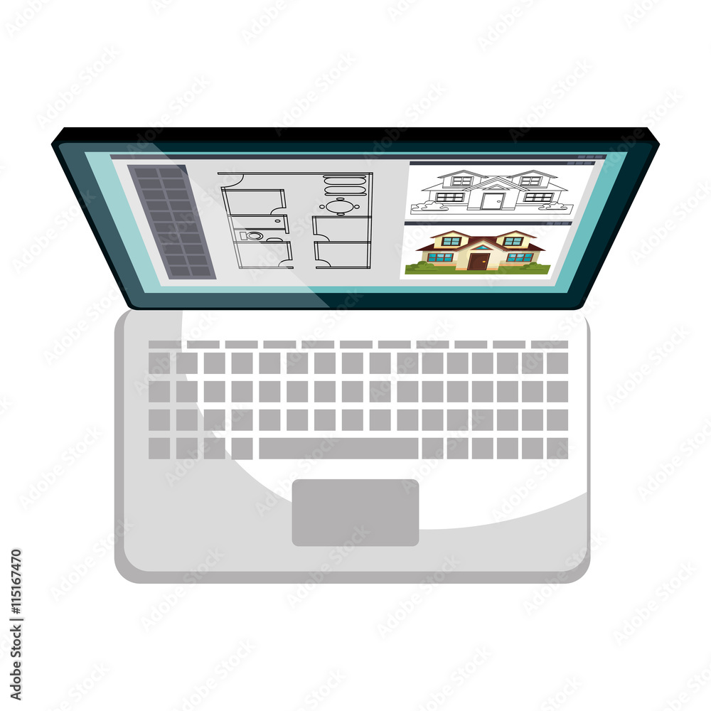 Architecture plans on computer themedesign, vector illustration graphic ...