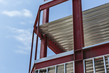 Bright blue sky as a new building being constructed