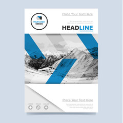 Wall Mural - Brochure cover presentation design template vector. Blue annual report abstract flat background. Leaflet layout. Corporate document. Business booklet concept.