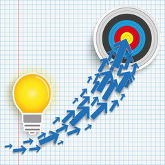 Canvas Print - Target Bulb Growing Arrows Checked Paper