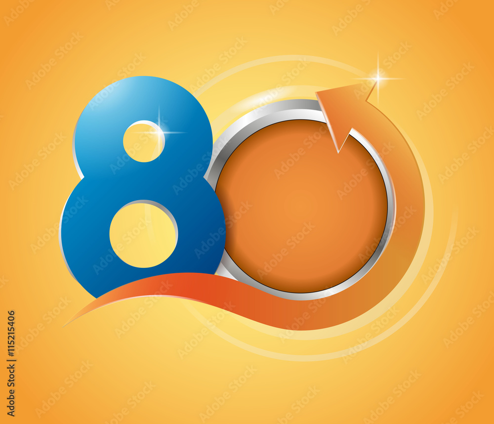 Template logo 80th anniversary and gold frame oval with arrow up ...