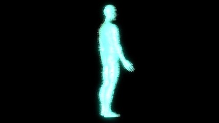 Wall Mural - Male Human 3D Wireframe Hologram in Motion. Nice 3D Rendering
