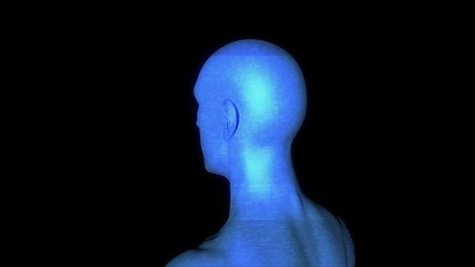 Wall Mural - Male Human 3D Wireframe Hologram in Motion. Nice 3D Rendering
