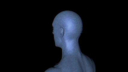 Wall Mural - Male Human 3D Wireframe Hologram in Motion. Nice 3D Rendering
