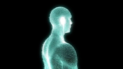 Wall Mural - Male Human 3D Wireframe Hologram in Motion. Nice 3D Rendering
