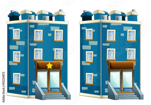 Fotografía Cartoon illustration of house - police station or some other like block of flats