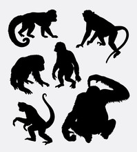 Monkey, Orangutan, Chimpanzee Animal, Good Use For Symbol, Logo, Web Icon, Mascot, Sticker Design, Element, Or Any Design You Want. Easy To Use.