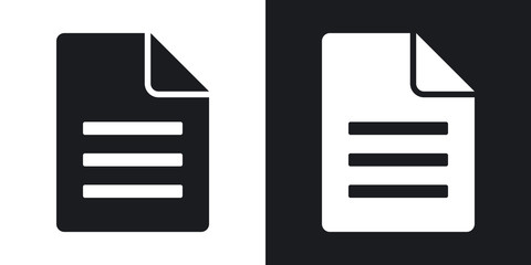 Document icon, vector.  Two-tone version on black and white background