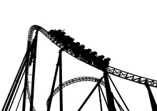 Rollercoaster In The Park On A White Background